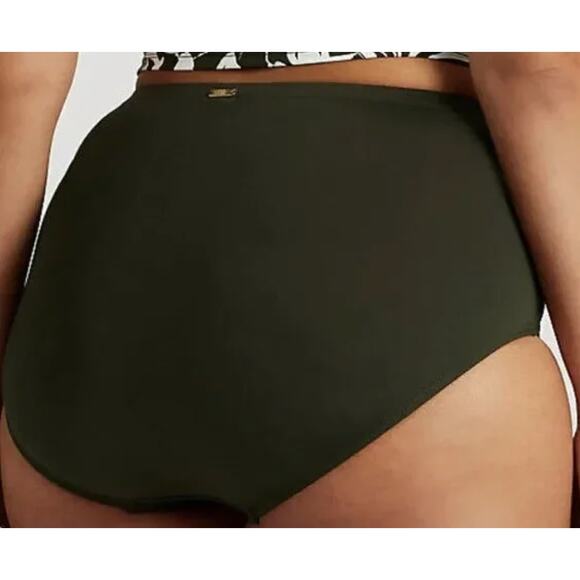 Ralph Lauren Solid Olive Green Shirred High-Waist Green Size 18W NWT - Picture 5 of 6